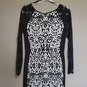 BEAUTIFUL BLACK/WHITE FRANK LYMAN DRESS - SZ 8